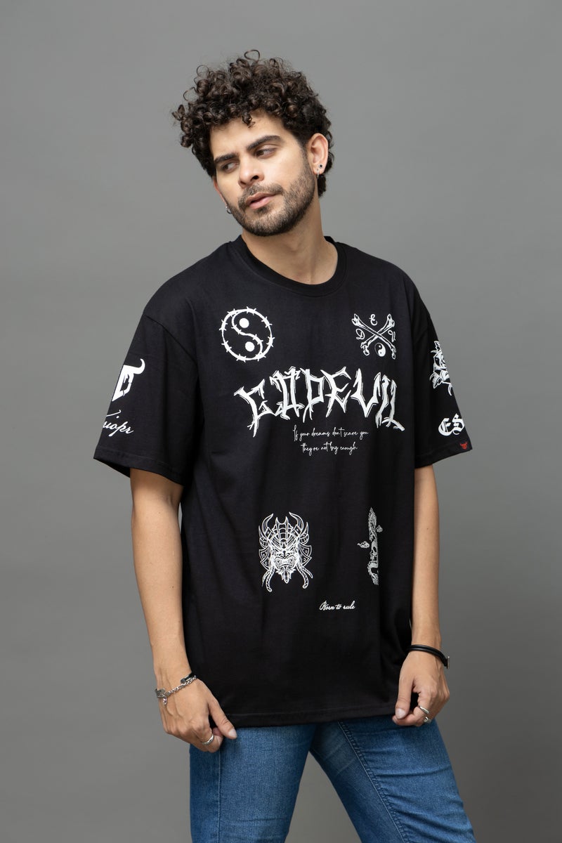 Go Devil Black Graphic Printed T-Shirt for Men - Image 3